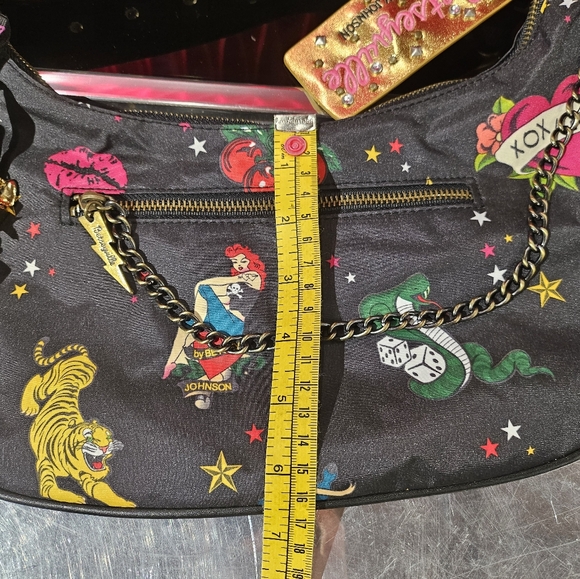 NWOT Betseyville Betsey Johnson Black & Gold Traditional Tattoo Vintage Purse - Picture 9 of 11
